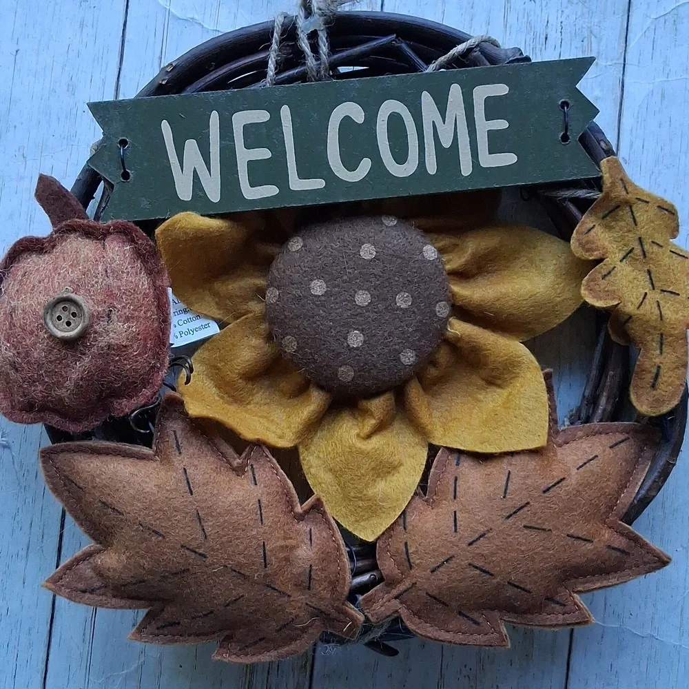 Fall leaves Sunflower Autumn Thanksgiving Wreath